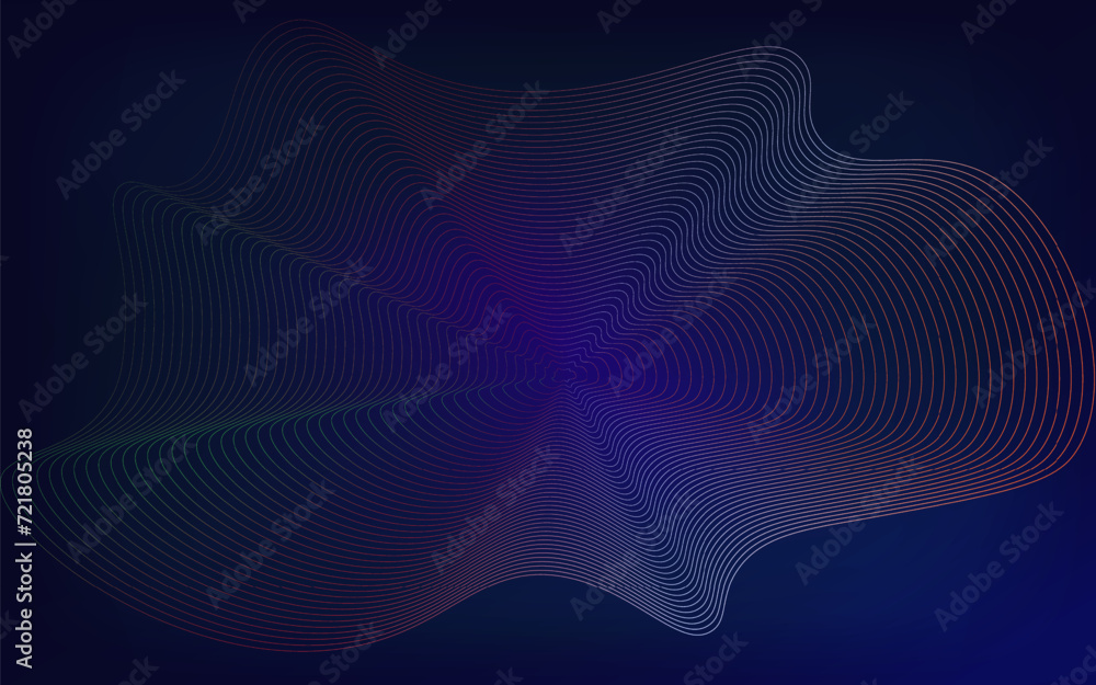 Poster abstract technology with dynamic wavy lines background illustration in minimalist style