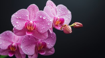 Fototapeta na wymiar orchid flowers against a dark background, generative ai