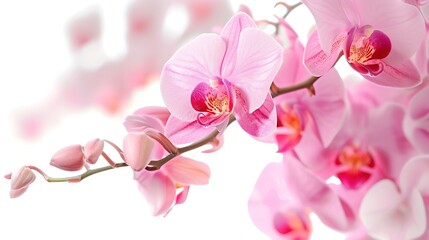 Fototapeta na wymiar Pink flowers of a geranium on white background, photo manipulation ,generative ai