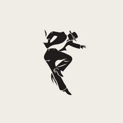 Fototapeta na wymiar minimalistic tap dance logo on white background