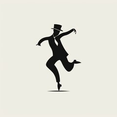 Fototapeta na wymiar minimalistic tap dance logo on white background