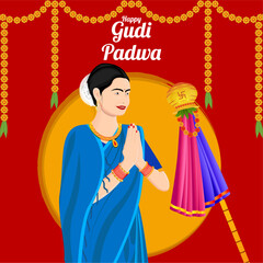 Obraz premium Gudi Padwa Maharashtra Creative Background 