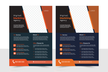 A bundle of 2 templates of different colors a4 flyer template,layout design.Corporate creative colorful business flyer template design set, abstract business flyer, vector template design.