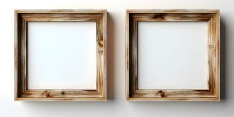 Two white boards with wooden frames on wall