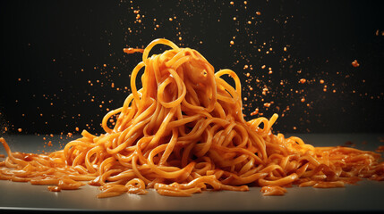 Spaghetti Lines in Savory Sauce. Generative AI