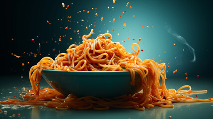 Spaghetti Lines in Savory Sauce. Generative AI