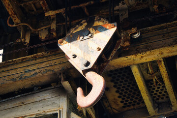 Hook - Crane - Industrial - Close up - Factory - Machine - Concept - Mechanism - Lifting - Iron -...