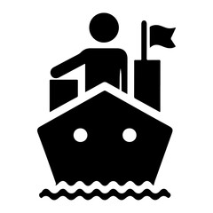 Merchant ship icon, clipart, vector silhouette, black color silhouette, white background