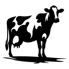Holstein Friesians Dairy Cattle silhouette vector, black color silhouette