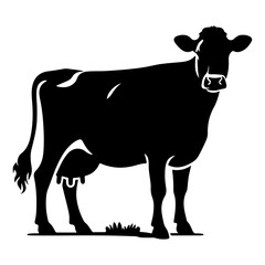 Holstein Friesians Dairy Cattle silhouette vector, black color silhouette