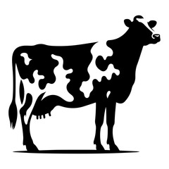 Holstein Friesians Dairy Cattle silhouette vector, black color silhouette