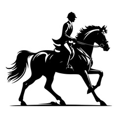 horse raider raiding horse vector silhouette, black color silhouette