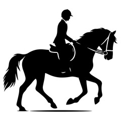 horse raider raiding horse vector silhouette, black color silhouette