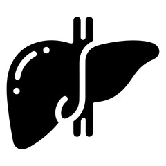 minimal Liver icon, clipart, vector silhouette, black color silhouette, white background