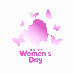 lovely happy womens day greeting card with butterflies design