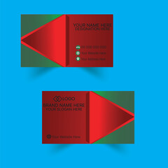 Red and green modern creative business card and name card horizontal simple clean template vector design