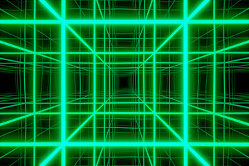 Inside is a mirror cube with bright illumination.