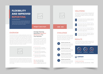Case Study Flyer Design vector template, Business Case Study Booklet Layout, Double Side Flyer