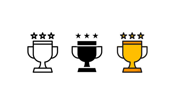 Vector trophy .3 Trophy icons in line, glyp and flat line styles. Suitable for websites, etc.