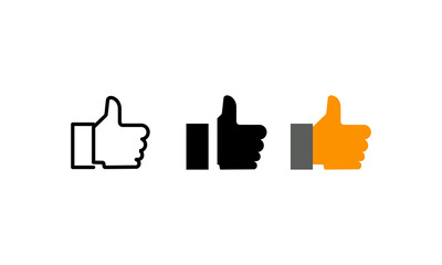 thumb up icon. Line,black and flat  color editable stroke isolated on white background.