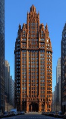 Skyscraper gothique au milieu de l'architecture moderne, un mariage d'histoire et de contemporanéité