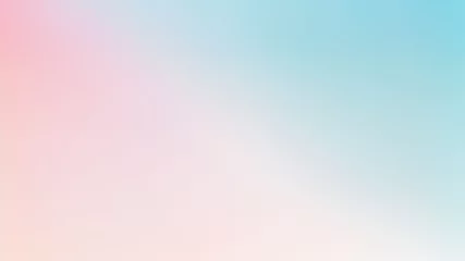 Schilderijen op glas Sky blue azure teal pink coral peach beige white abstract background. Color gradient ombre blur. Light pale pastel soft shade. Rough grain noise. Matt brushed shimmer. Liquid water. Design. Minimal. © Mariana