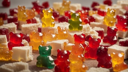 Cute and colorful gummy bears