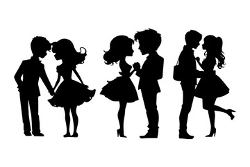 silhouettes of couple, valentine icon, couple flat art