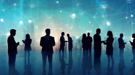 Business Group silhouettes. Concept of people Walking in the office. Discussion Meeting Concept, Entrepreneur Company Relations,