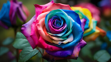 
Multicolored Rose. Colorful Rose.
