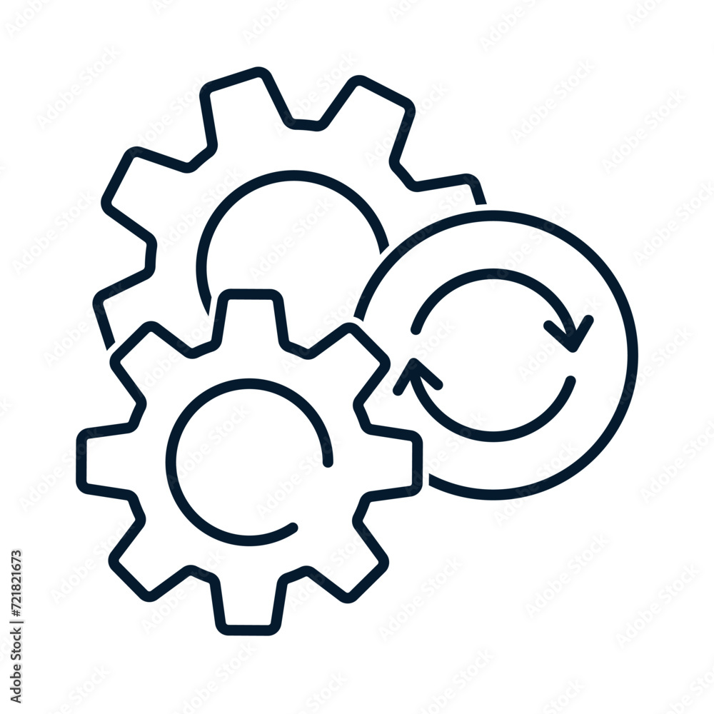 Poster the concept of an efficient workflow, replacing movement. vector linear icon isolated on white backg