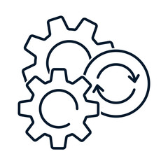 The concept of an efficient workflow, replacing movement. Vector linear icon isolated on white background.