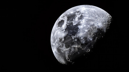 Moon surface in deep bright space. dark sky seen from space High-altitude light up the night sky