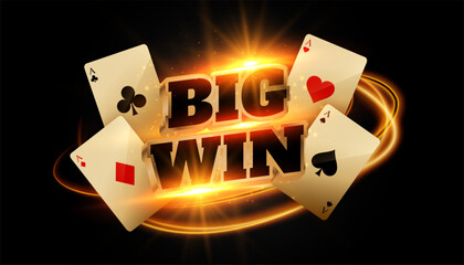 poker gambling ace card dark banner play and win big prize