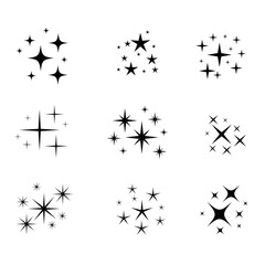 set of sparkling star icon element design