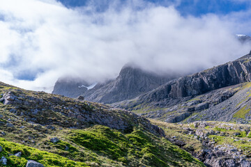 Cloud Cover Rolling Through to on the North Face of Ben Nevis in Scotland with Rugged Terrain