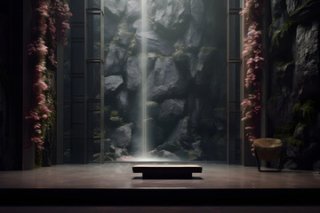 A room with a sensory waterfall 