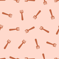 Wooden fork seamless pattern. Suitable for backgrounds, wallpapers, fabrics, textiles, wrapping papers, printed materials, and many more. Editable vector.