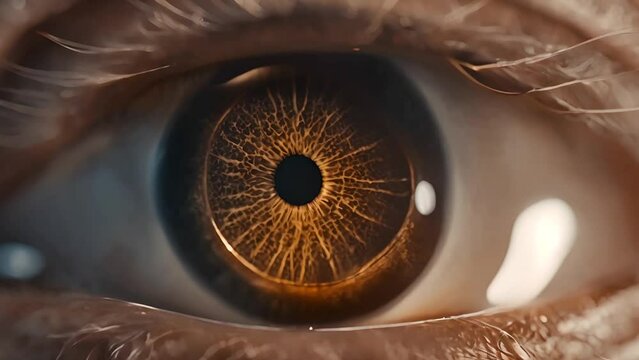 Close-up. Macro Female Human Eye. Pupil Cornea Iris Eyeball Eyelashes. Blink Open Closed