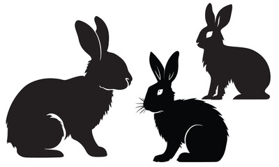 illustration of a rabbit  black  colour