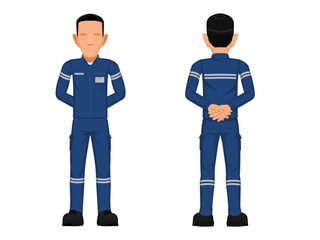 Set of construction worker in the position of parade rest