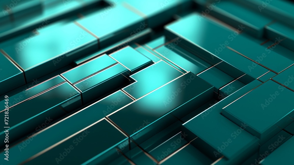 Poster abstract image showing teal geometric shapes with ambient lighting, creating a modern artistic patte