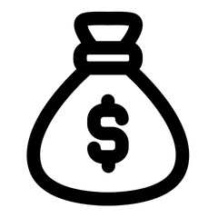 bag of money icon, object simple line icon