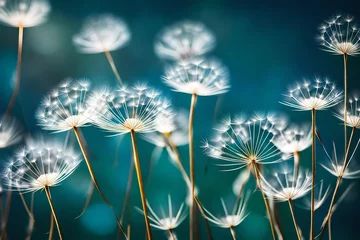 Kussenhoes Abstract blurred nature background dandelion seeds parachute. Abstract nature bokeh pattern © Arham