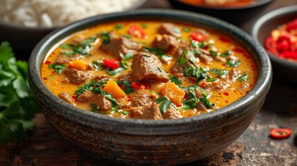 Thai Beef Yellow Curry - Food Photography Generative AI