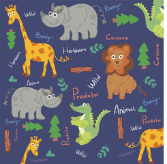 collection of animal vector seamless patterns