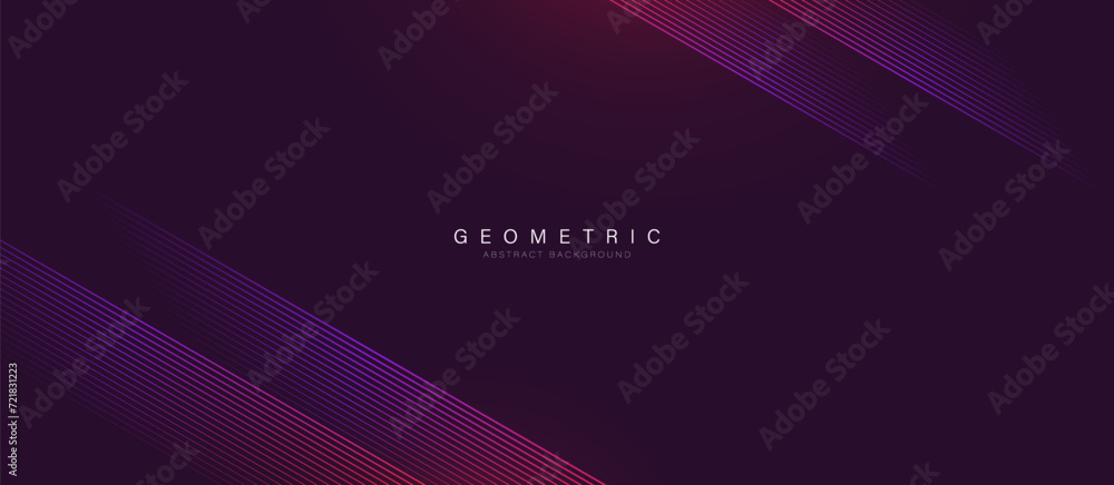 Poster abstract background with diagonal purple and red geometric lines. modern minimal lines pattern. vect