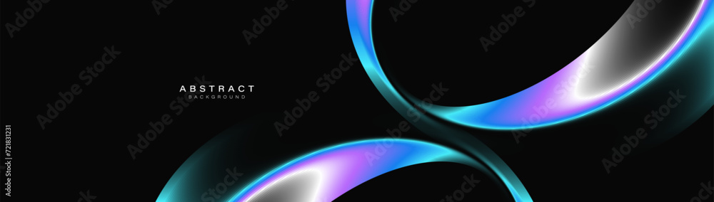 Poster abstract background with titanium glowing geometric circle lines. modern minimal trendy shiny lines 