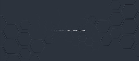 Abstract hexagon on a dark grey background. Futuristic digital hi-technology banner
