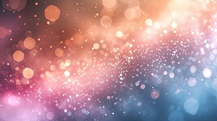 Shaped colorful light peach and golden bokeh, blurred festive shining particles colorful background	